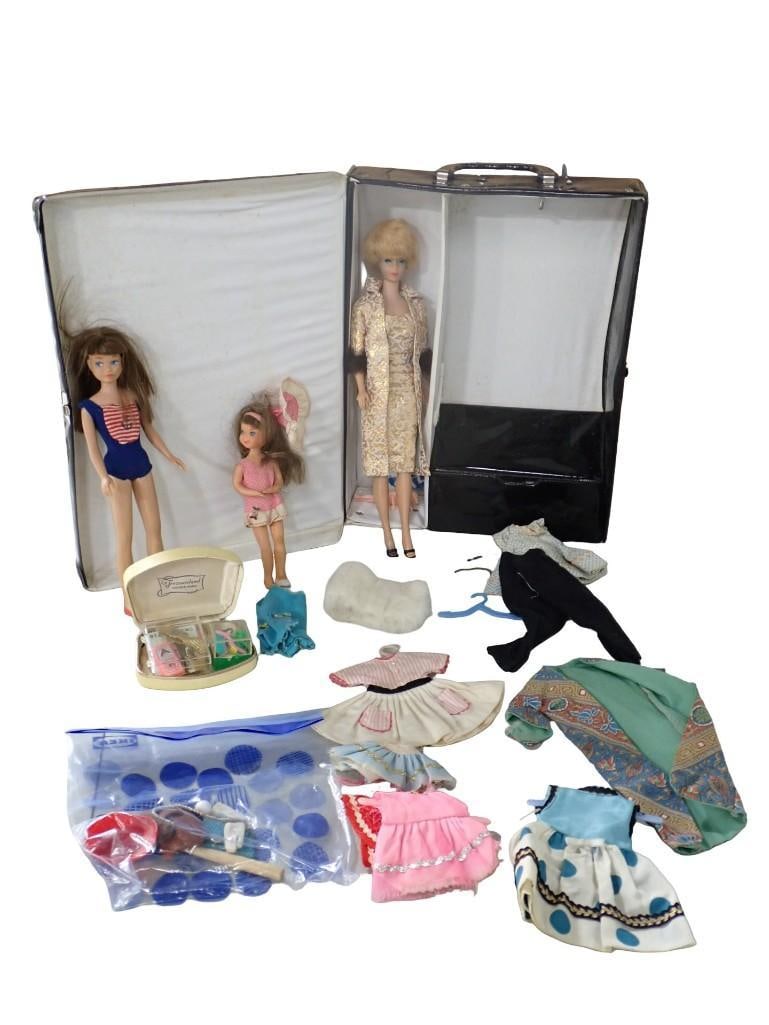 Vtg 1960s Bubble Cut Barbie, Vtg Brunette Skipper, Vtg 1960s Tutti with Tammy Clothes & Accessories (1 of 20)