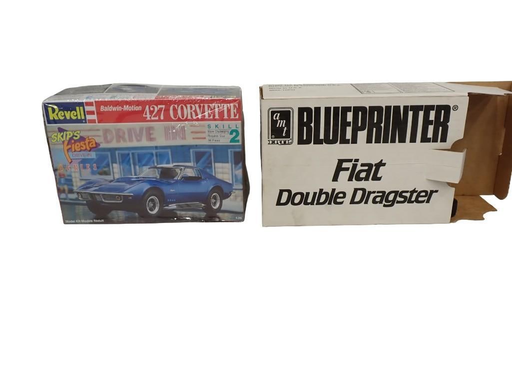 2 Model Car Kits incl AMT Ertl Blueprinter Fiat Double Dragster and Revell Baldwin Motion 427 /Corve (1 of 7)