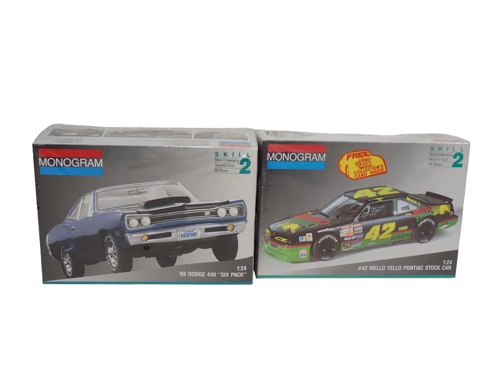 2 Sealed Model Monogram Car Kits incl #42 Mello Yello Pontiac Stock Car and '69 Dodge 440 "Six Pack" (1 of 4)
