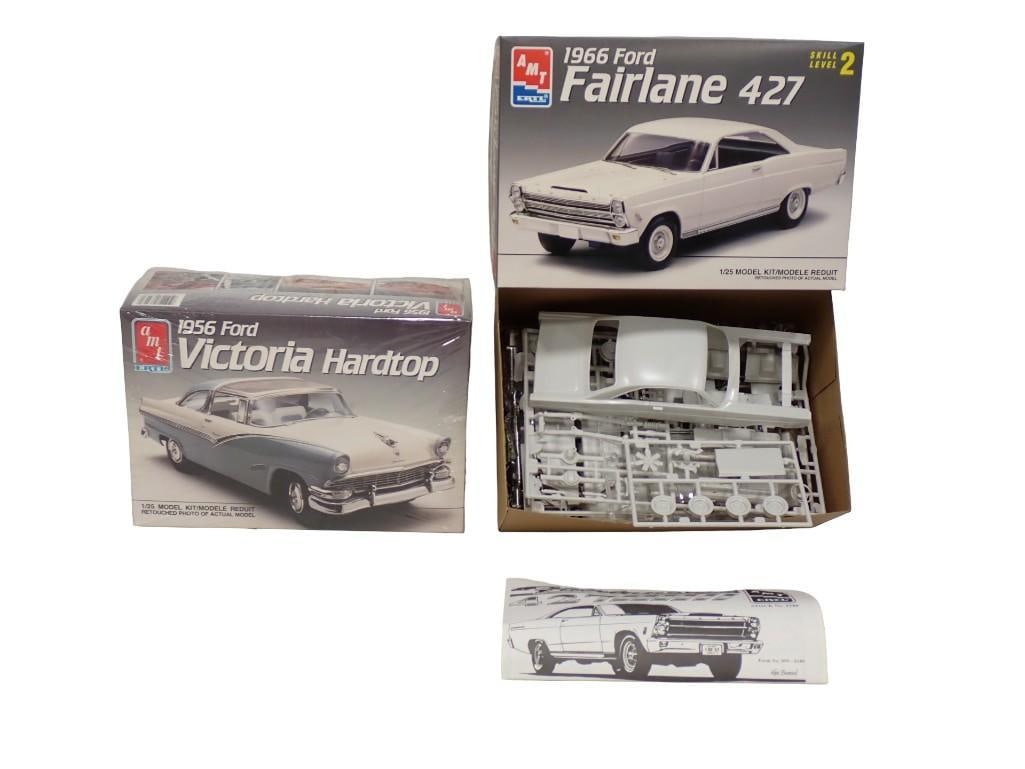 2 AMT ERTL Model Car Kits incl Factory Sealed 1956 Ford Victoria Hardtop and Open 1966 Ford Fairlane (1 of 8)