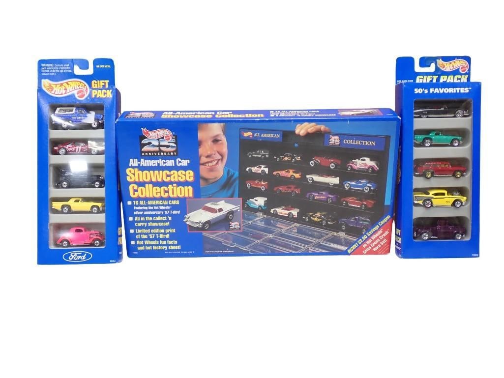 Hot Wheels Lot incl 25th Anniversary All American Car Showcase Collection, 50's Favorites Gift Pack,: Hot Wheels Lot incl 25th Anniversary All American Car Showcase Collection, 50's Favorites Gift Pack, Ford Gift Pack. All New in Package All pictures are considered part of the description an
