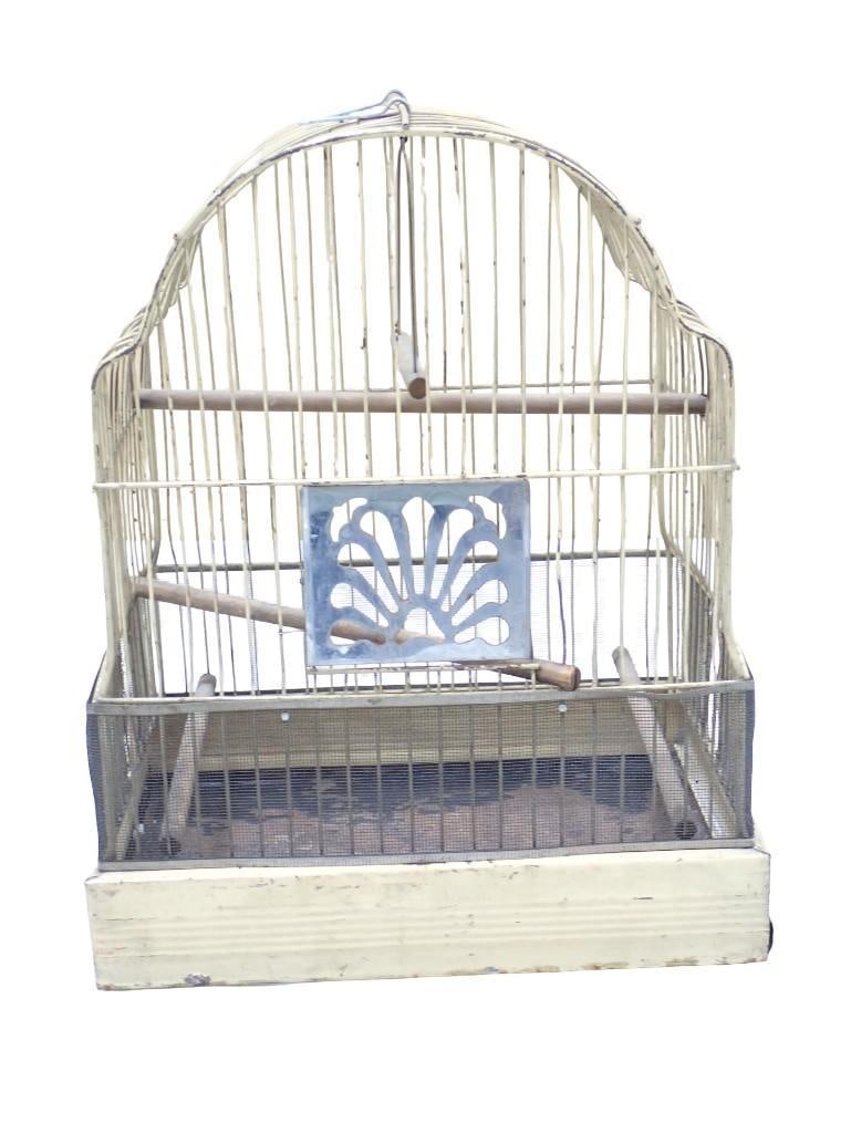 Antique Bird Cage: Nice 1920's - 1940's antique bird cage All pictures are considered part of the description and should be examined carefully by bidders. Live Auctioneers is now offering Live Shipping through t