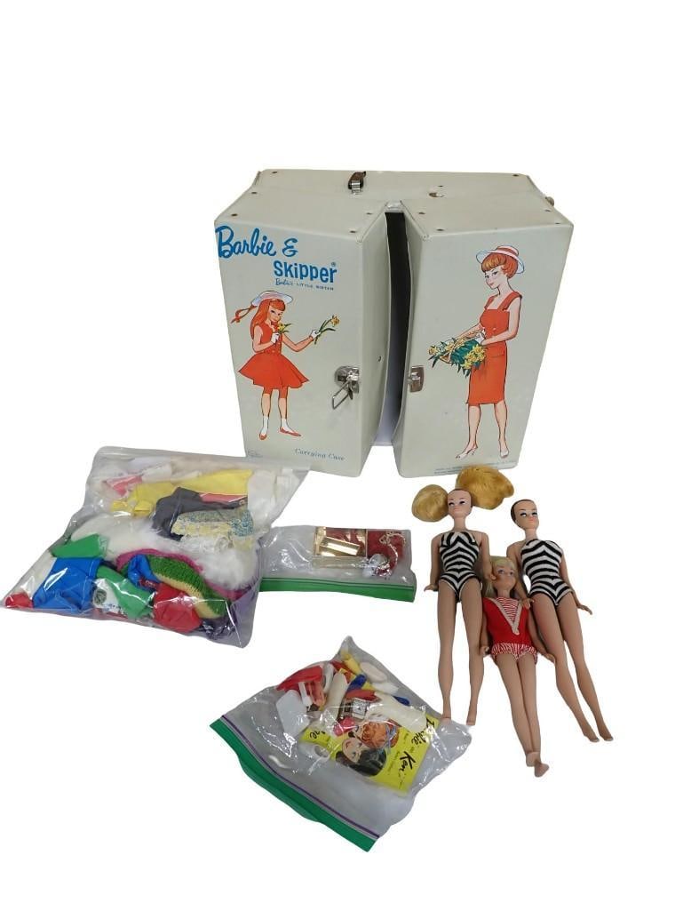 Vintage 1960's Barbie Fashion Queen, Skipper Dolls, Clothes & Accessories in Case (1 of 15)
