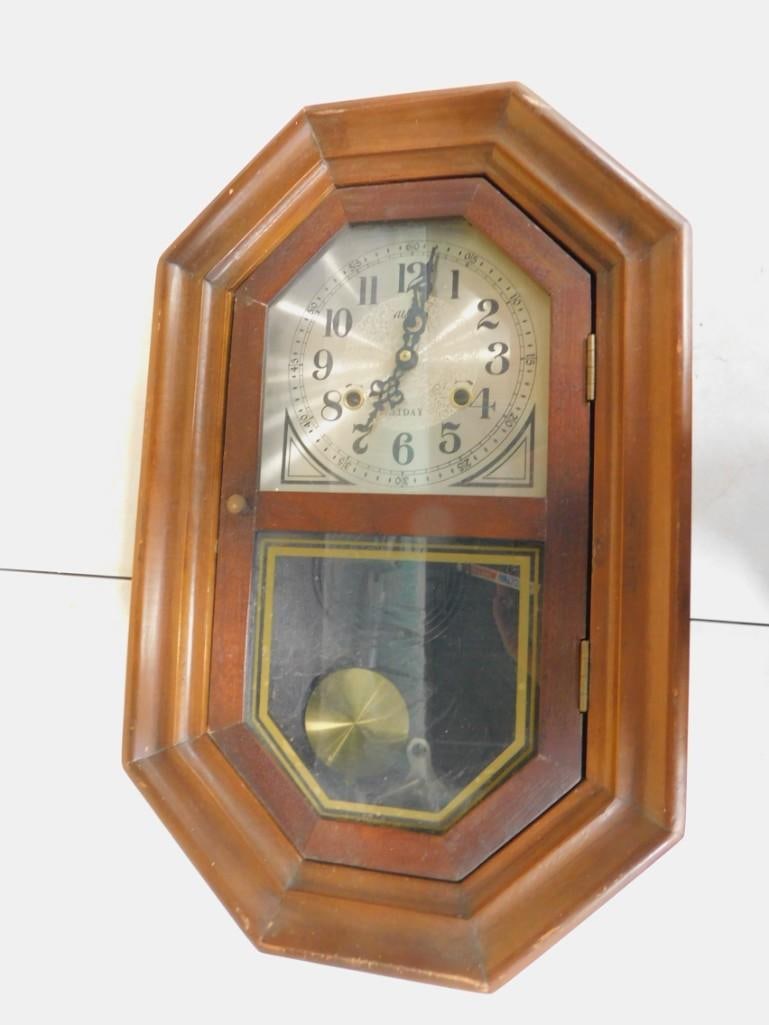 Vintage Alaron 31 Day Wall Clock with Key (1 of 3)