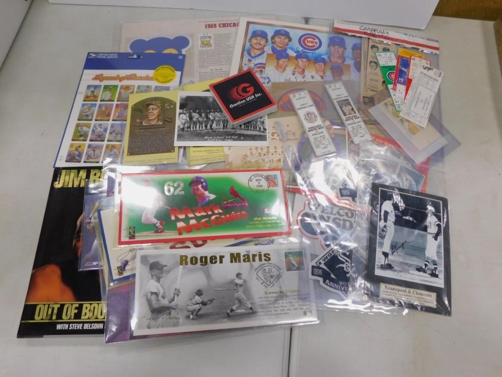 Baseball Lot including Chicago Cubs Stamps, Cards, ticket stubs, First Day Issue, etc (1 of 8)