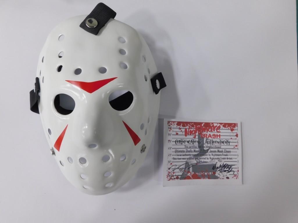 Nightmare Trash Ultimate Shelly Mask Pt. 3 Jason Vorhees Hockey Mask with Autograph and COA: Nightmare Trash Ultimate Shelly Mask Pt. 3 Jason Vorhees Hockey Mask with Autograph and COA All pictures are considered part of the description and should be examined carefully by bidders. Live Auctio