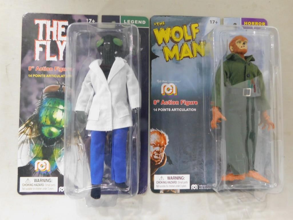 2 Mego Action Figures incl The Fly and The Wolf Man New in Package 8" Action Figures: 2 Mego Action Figures incl The Fly and The Wolf Man New in Package 8" Action Figures All pictures are considered part of the description and should be examined carefully by bidders. Live Auction