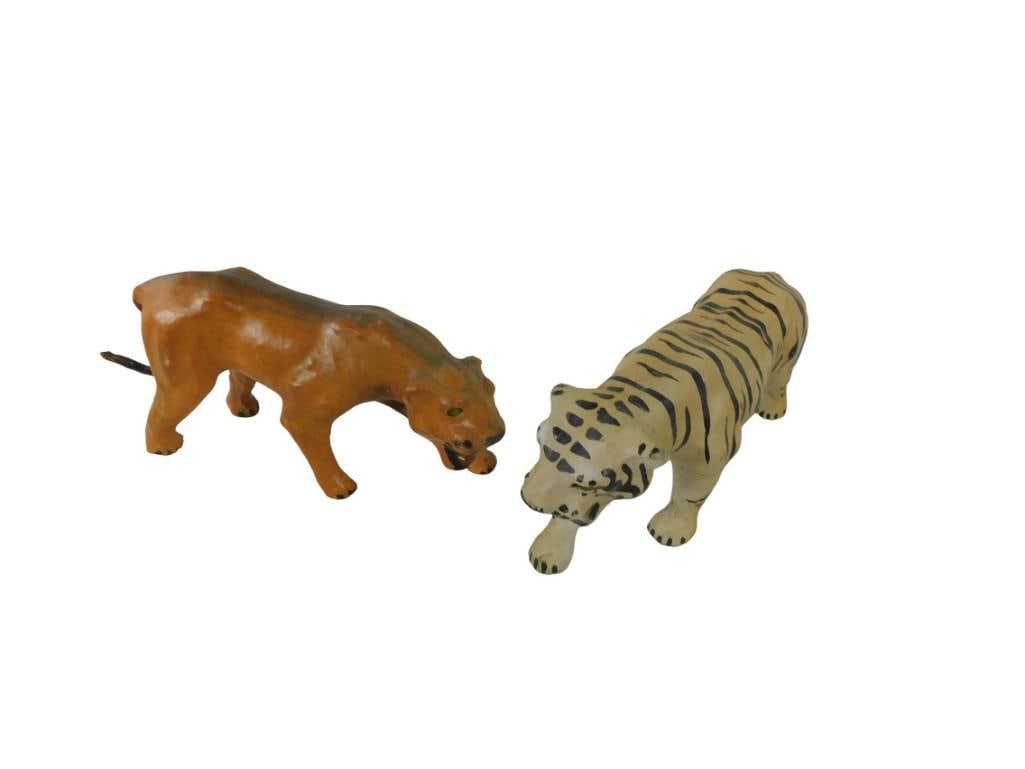 Vintage Leather Wrapped Wild Cat and White Tiger - each one is roughly 13" long (1 of 7)