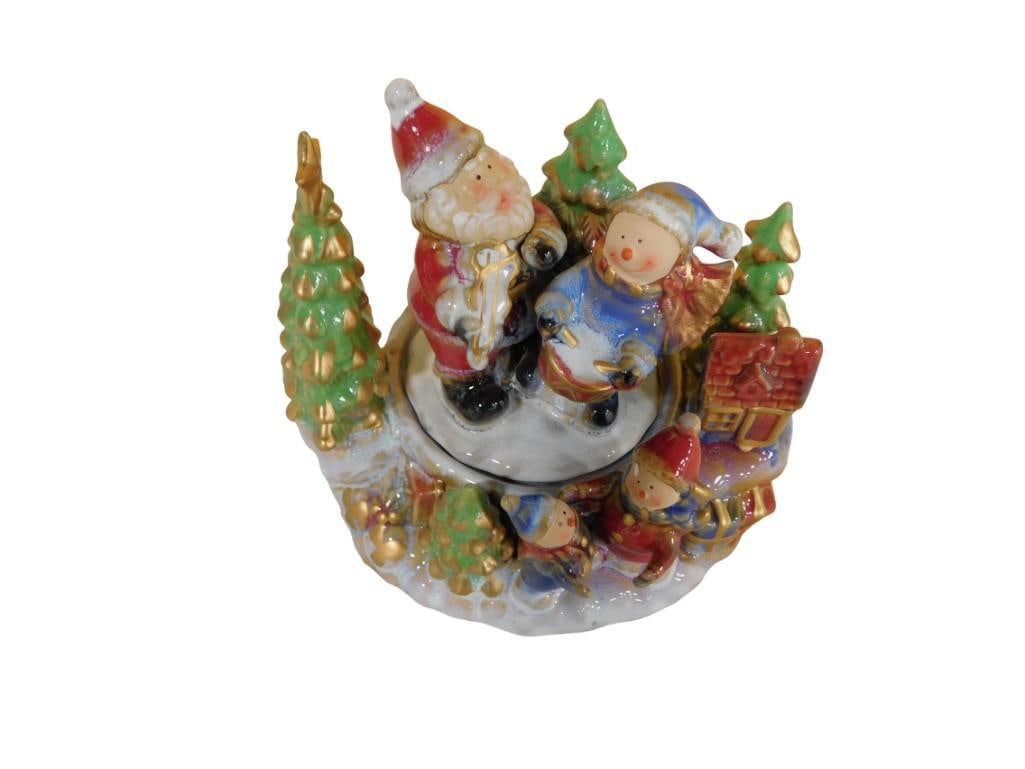 Porcelain Santa Claus Music Box / Trinket Box: Porcelain Santa Claus Music Box / Trinket Box All pictures are considered part of the description and should be examined carefully by bidders. Live Auctioneers is now offering Live Shipping through th