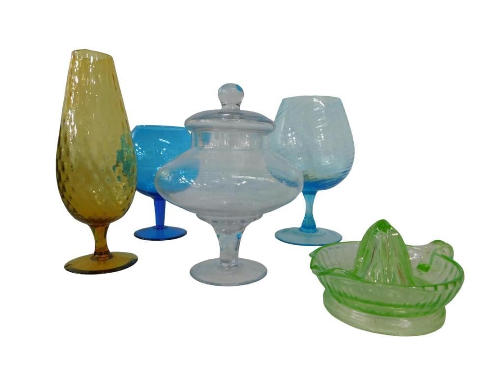 Glass Lot including Depression Uranium Juicer, Empoli, etc. Some may have chips: Glass Lot including Depression Uranium Juicer, Empoli, etc. Some may have chips or damage All pictures are considered part of the description and should be examined carefully by bidders. Live Auctione