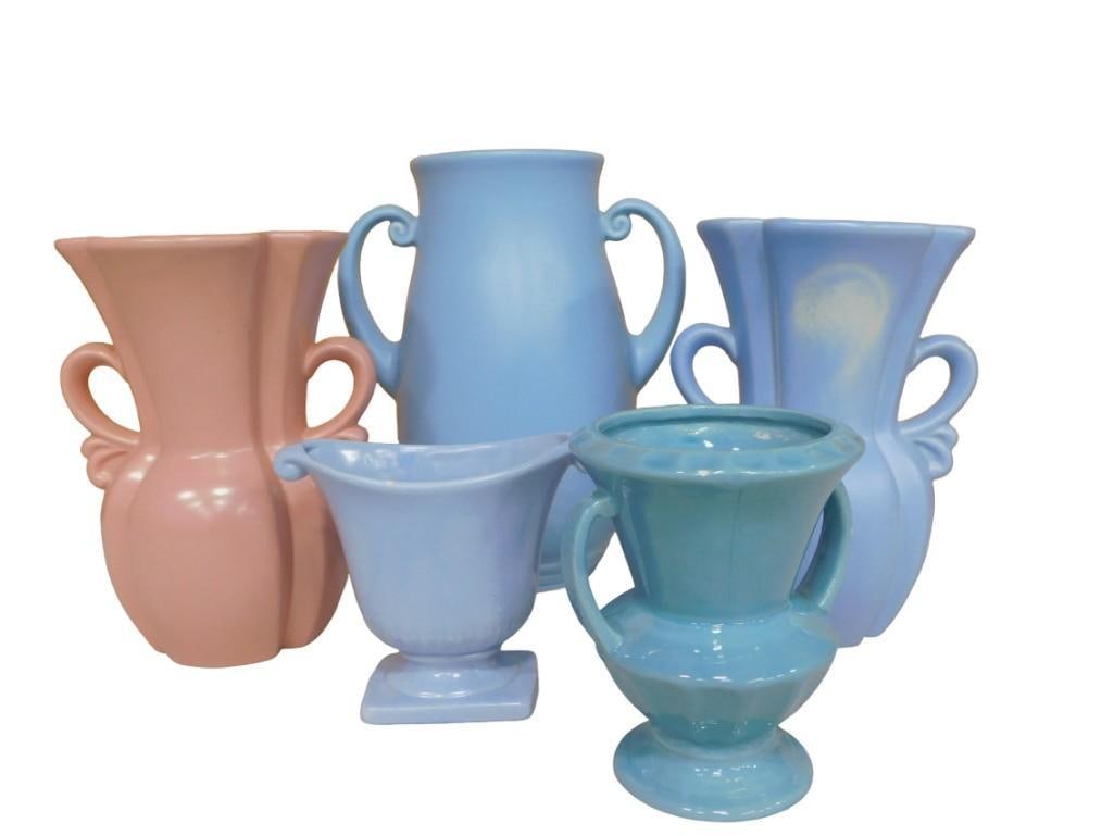 5 Pieces of Misc. Ceramic Pottery including Vases, Matte Finish, etc.  Some may have damage (1 of 8)