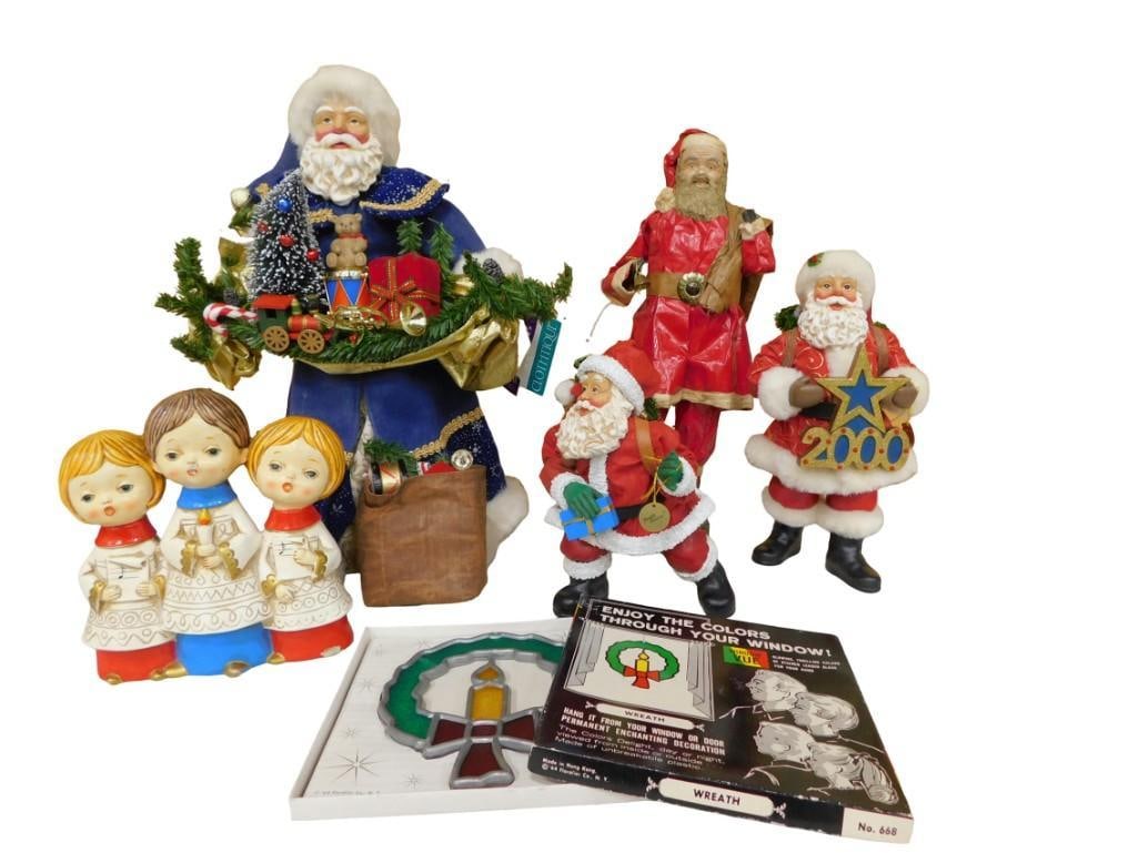 Christmas Lot including Clothtique Santa, Possible Dreams window wreath, Angles, Santa Figures, etc.: Christmas Lot including Clothtique Santa, Possible Dreams window wreath, Angles, Santa Figures, etc. All pictures are considered part of the description and should be examined carefully by bidders. Li