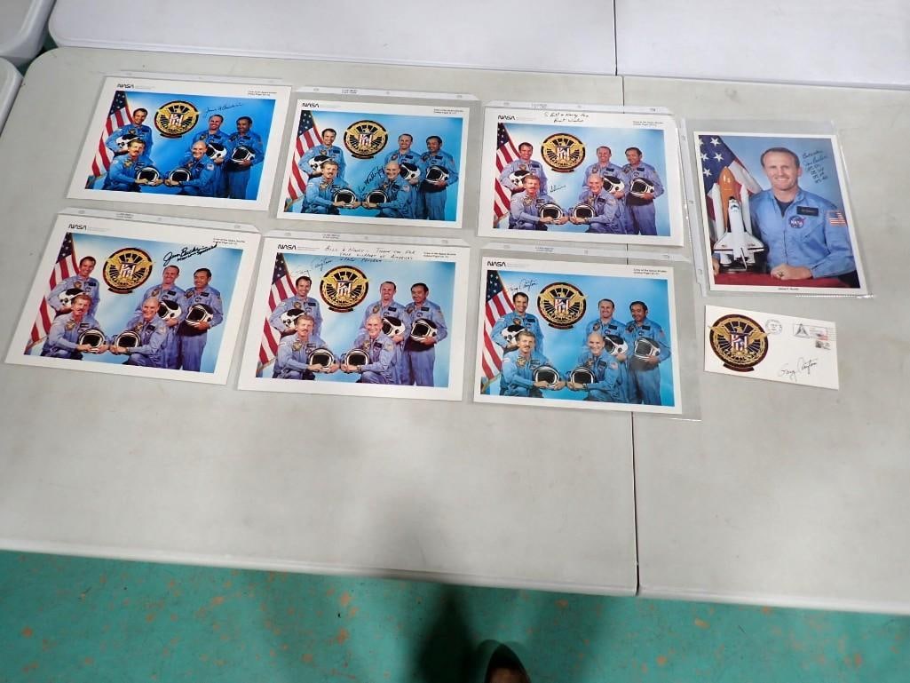 NASA Space Shuttle Mission 51-C Crew Photos w/ Autographs, First Day Postcard, etc. DOD mission, Mat (1 of 11)