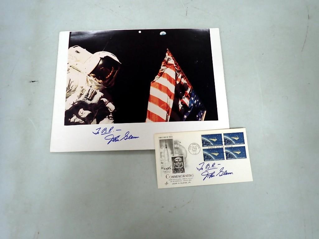NASA John Glenn Photo and Autographs, First Day Issue Stamp / Postcard . No COAs (1 of 3)