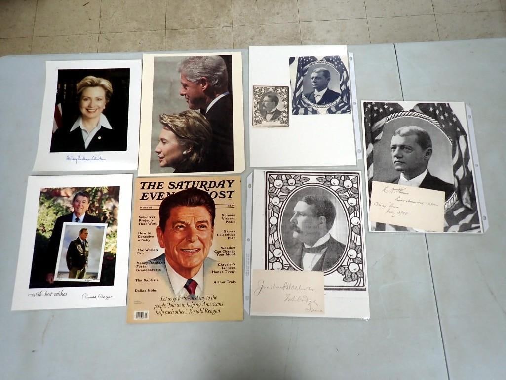 Ephemera Lot including Hillary Clinton and George HW Bush Autographs (No COAs), other politician pic (1 of 8)