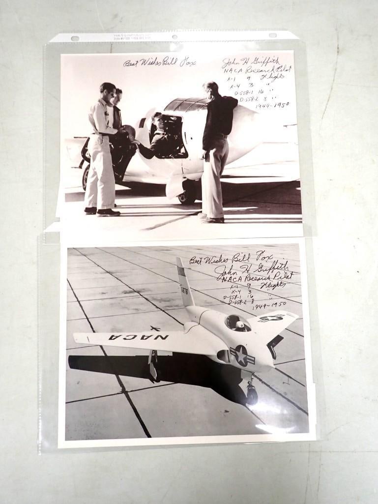 NACA / NASA Research Pilot John H. Griffith Signed Pictures / Ephemera - X-1, X-4, D-558-1 D-558-2 (1 of 4)