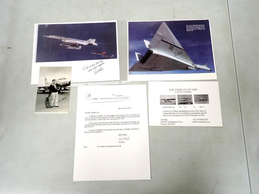 Alvin (Al) White - Test Pilot Autographed Pictures and Letter - No COAs: Alvin (Al) White - Test Pilot Autographed Pictures and Letter - No COAs All pictures are considered part of the description and should be examined carefully by bidders. Live Auctioneers is now offerin