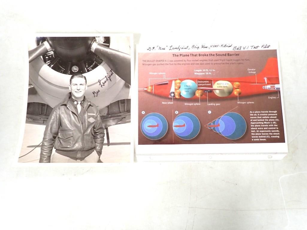 Brigadier General Test Pilot Gus Lundquist Autographed Pictures - no COAs (1 of 3)