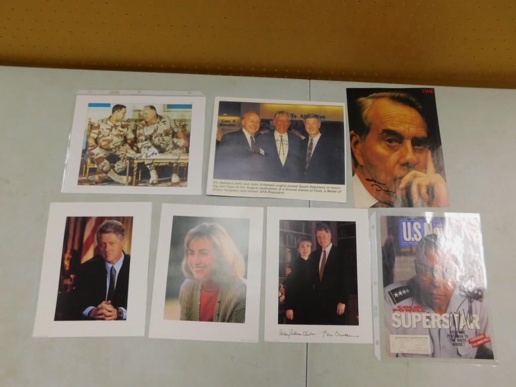 US Politician Pictures and Autographs - No COAs Signatures include Bob Dole, General Schwartzkopf, (1 of 16)