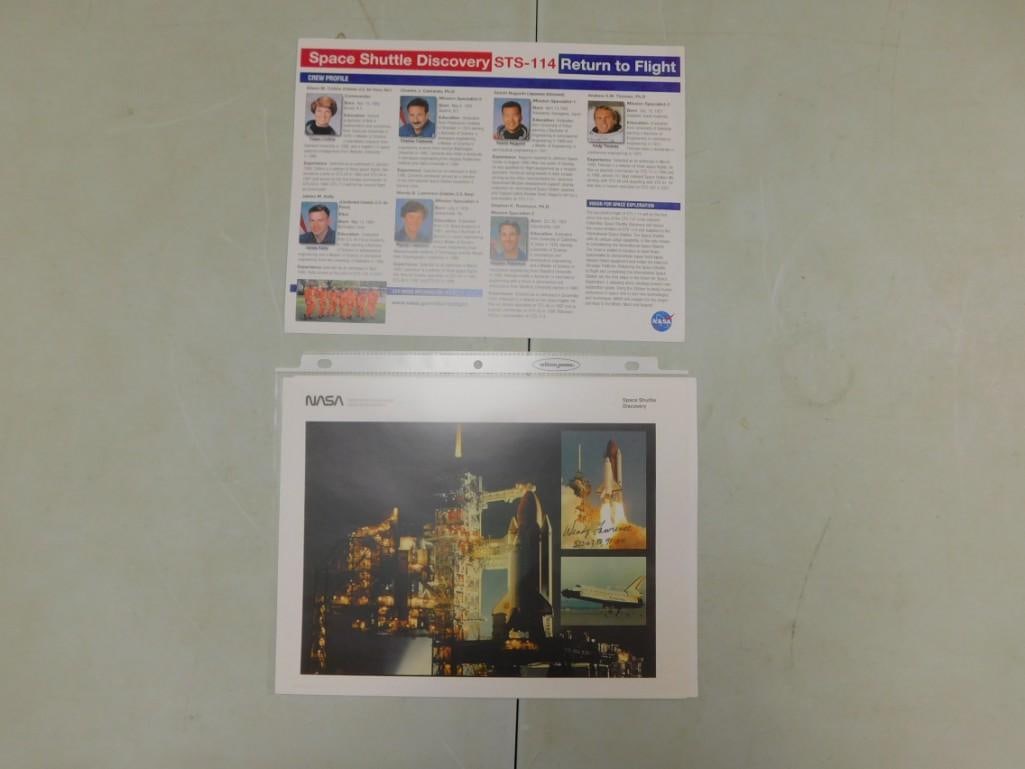 NASA Space Shuttle Mission STS 114 "Return to Flight" Ephemera and Astronaut Wendy Lawrence Autograp: NASA Space Shuttle Mission STS 114 "Return to Flight" Mission following the Columbia Disaster - Ephemera and Astronaut Wendy Lawrence Autograph - No COA All pictures are considered part of the