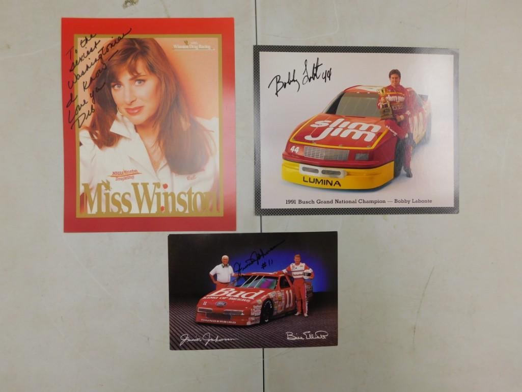 NASCAR Autoracing Lot including Autograped Junior Johnson, Miss Winston NHRA Autograph, Bobby Labont (1 of 5)