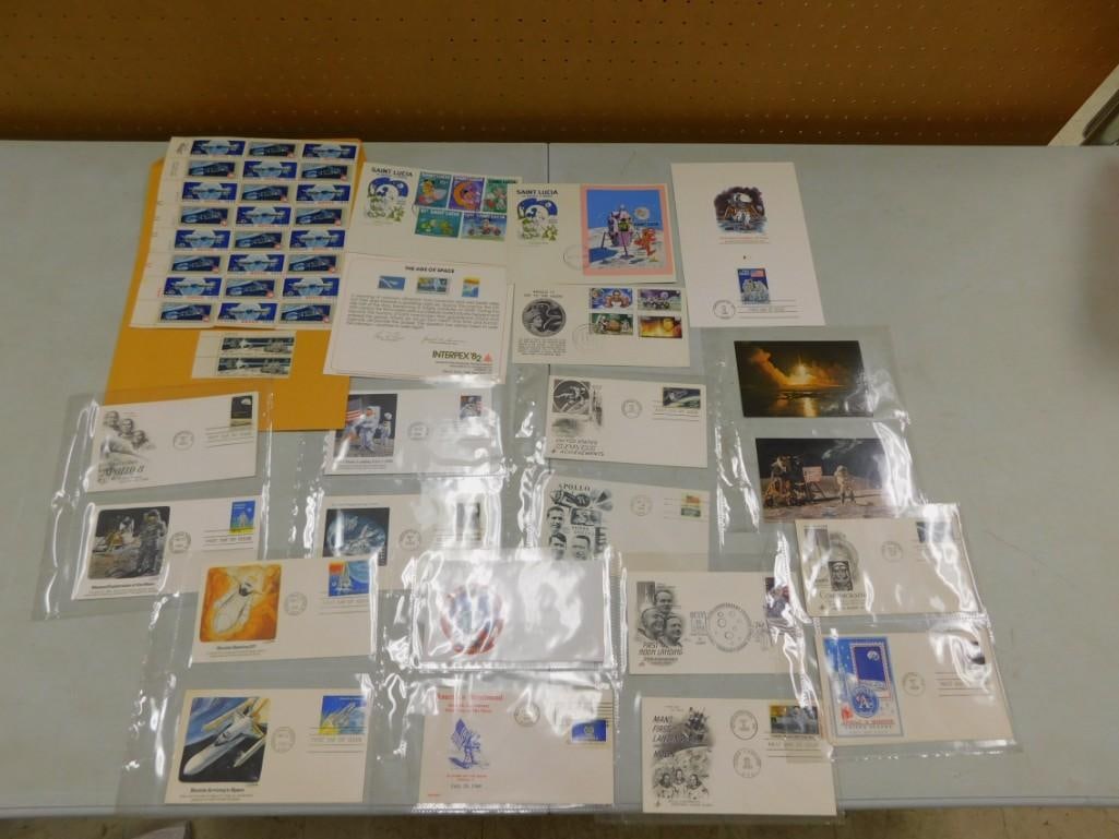 Large Lot of Space related Stamps and First Day Issue including Apollo, Soyuz, First Moon Landing, (1 of 7)