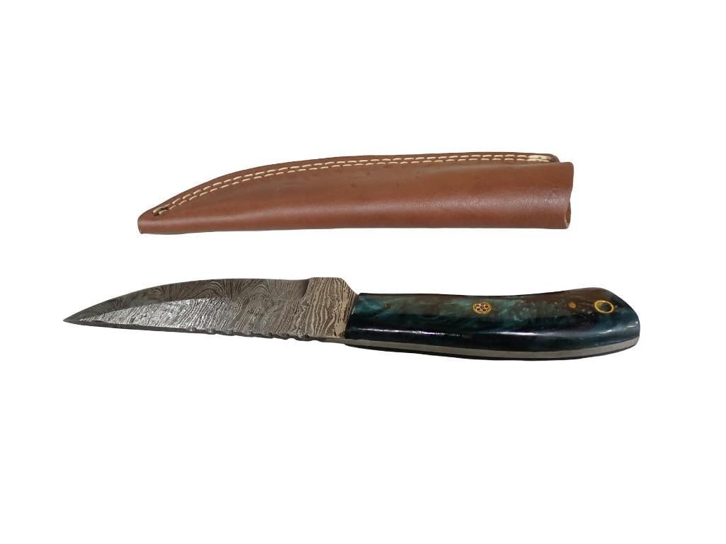 Knife with Leather Sheath: Fixed Blade Knife with Leather Sheath All pictures are considered part of the description and should be examined carefully by bidders. Live Auctioneers is now offering Live Shipping through them. This