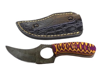 Skinner Knife with Wood Handle and Leather Sheath