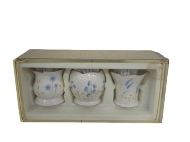 Set of 3 Lenox Floral Votive Vases with Gold Trim with original box