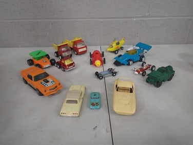 Lot of assorted Toy Cars and Trucks, etc. Including Vintage, Racecars, etc.