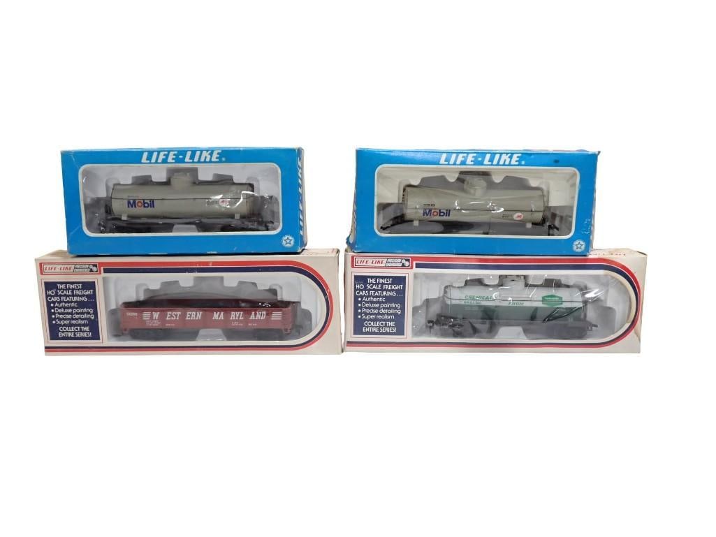 4 Life-Like HO Scale Model Train Cars in Original Boxes incl 2 Mobil Oil Tankers, Union Chemical, We (1 of 5)
