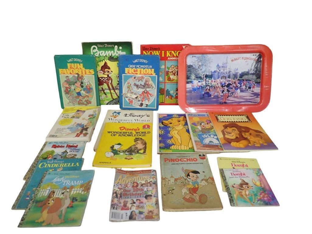 Lot of assorted Children's books and a Vintage Walt Disney Magic Kingdom TV Tray - Golden Books, (1 of 8)