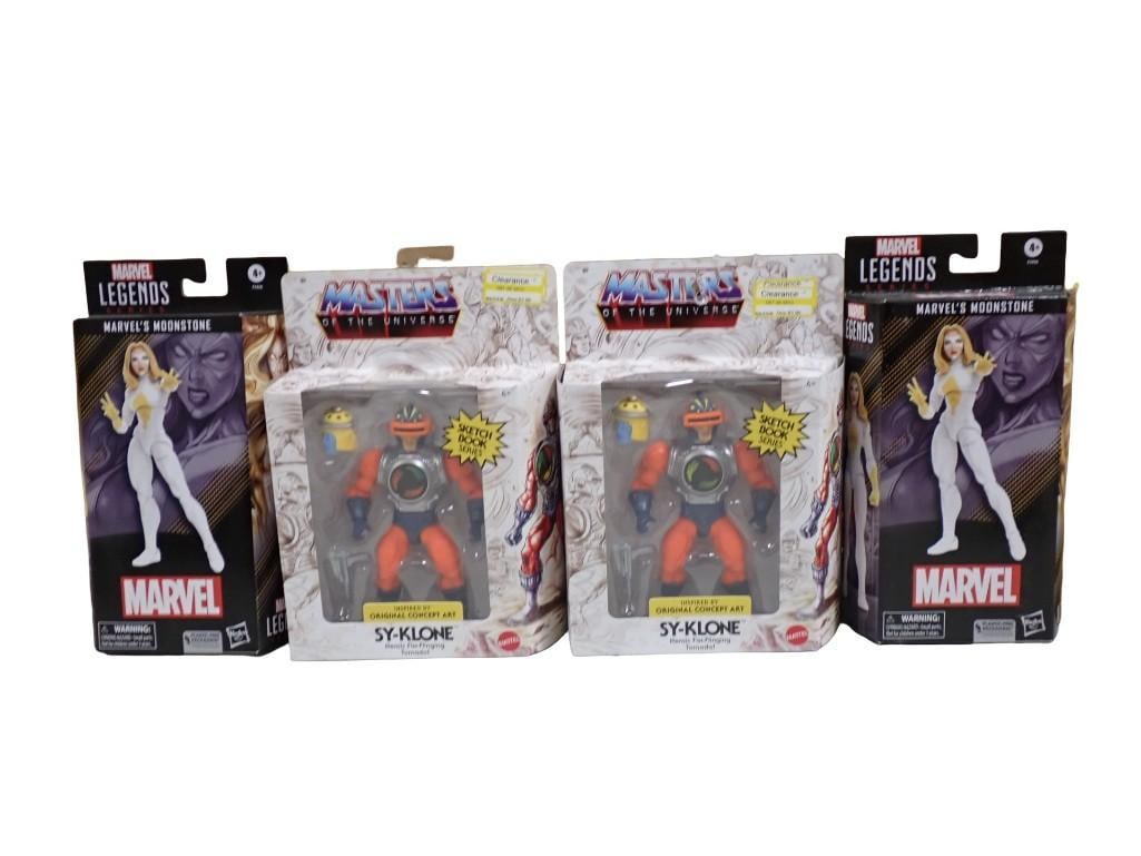 4 Action Figures incl 2 Masters of the Universe Sy-Klone and 2 Marvel Legends Marvel's Moonstone: Lot of 4 Action Figures incl 2 Masters of the Universe Sy-Klone and 2 Marvel Legends Marvel's Moonstone. All new in package All pictures are considered part of the description and shou