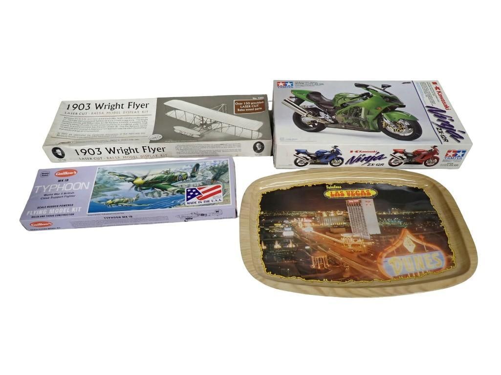 Model Kits and Vintage Las Vegas Serving Tray.1903 Wright Flyer, Guillow's MK 1B Typhoon, Tamiya (1 of 11)