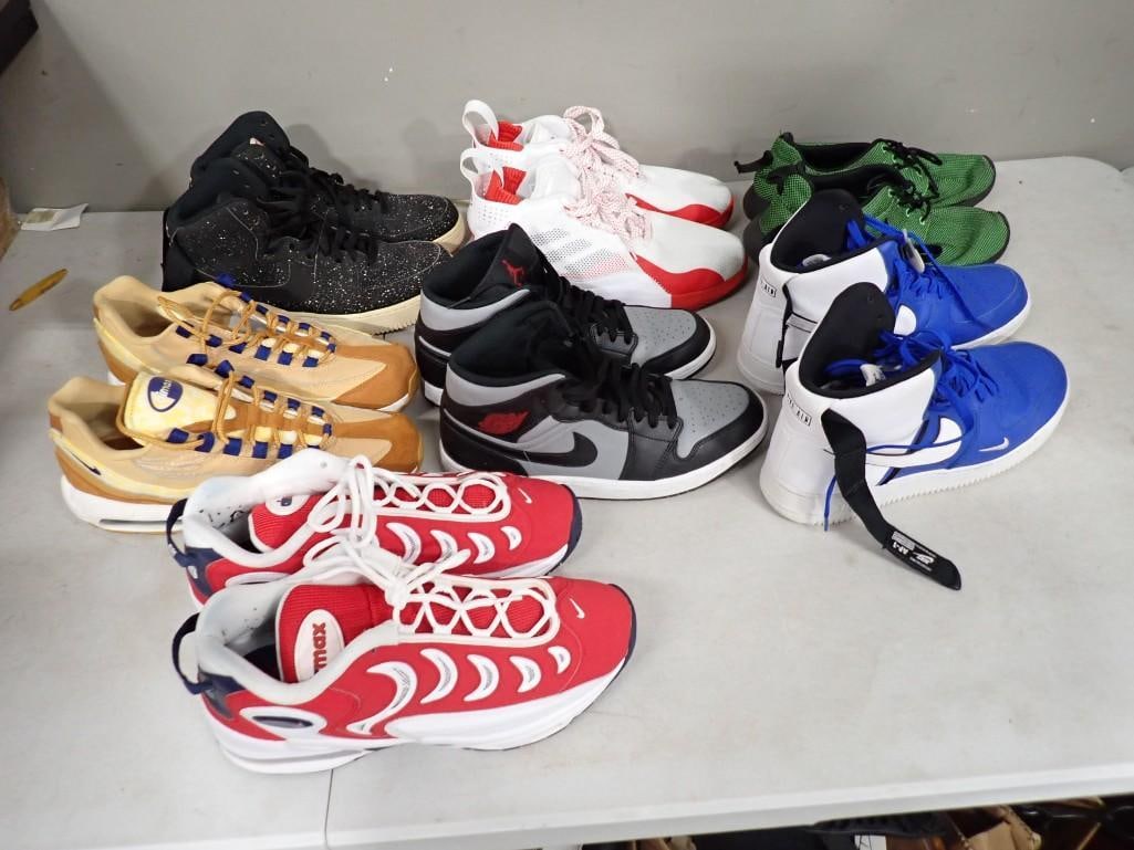 Shoe Lot including Nike Air Jordan, Many other Nikes and an Adidas Pair - most are very lightly worn: Shoe Lot including Nike Air Jordan, Many other Nikes and an Adidas Pair - most are very lightly worn - see pictures for sizes and styles All pictures are considered part of the description and should