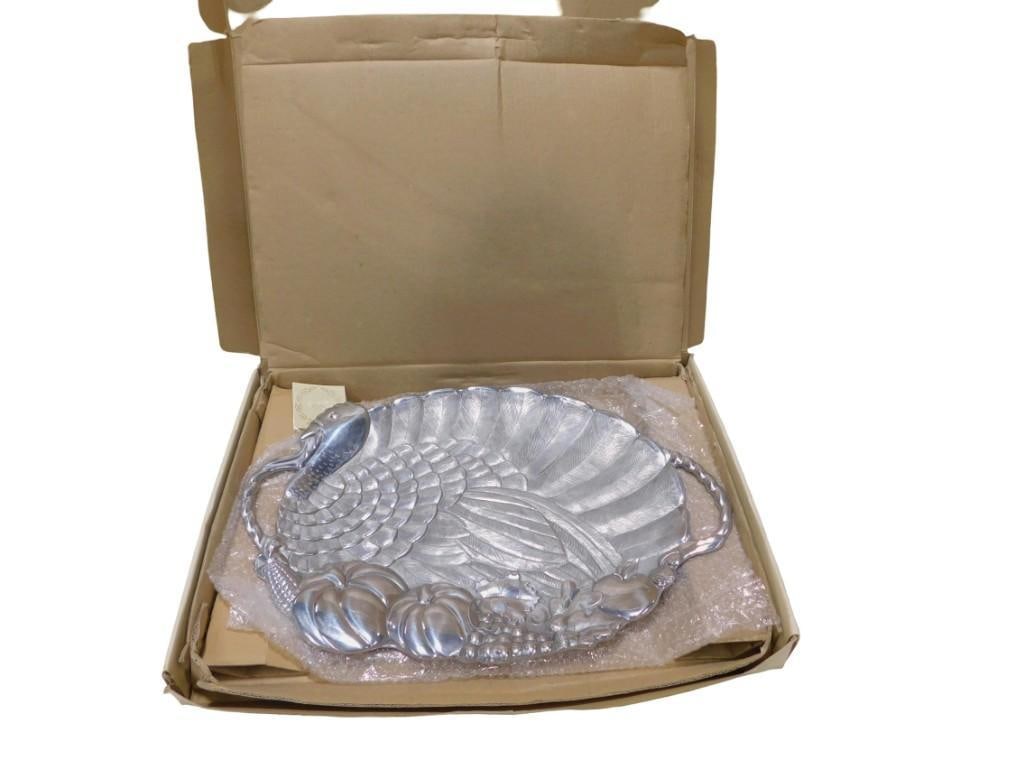 Lenox large embossed metal turkey handled platter with box (1 of 4)