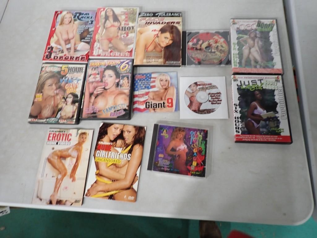Lot of assorted Spicy Adult Movie DVDs including Face Invaders, Real Racks 3, Playboy Erotic Home M: Lot of assorted Spicy Adult Movie DVDs including Face Invaders, Real Racks 3, Playboy Erotic Home Movies, etc. All pictures are considered part of the description and should be examined carefully by b