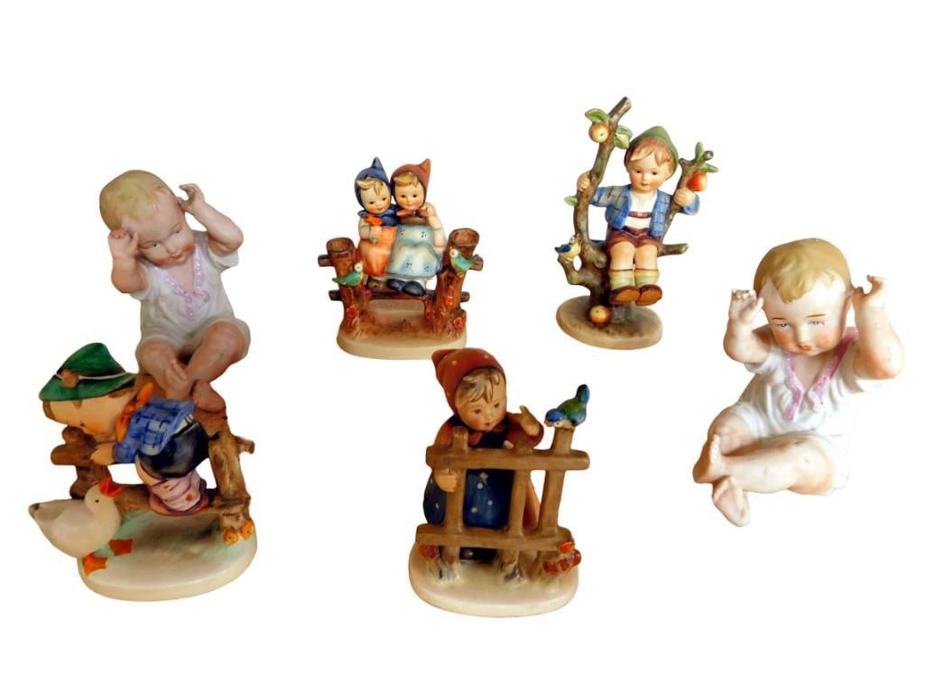 4 Hummel Figurines and 2 Small Bisque Porcelain Piano Babies (1 of 6)