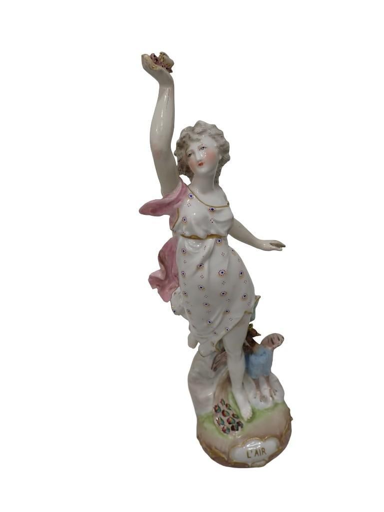 Antique Meissen Porcelain Figurine L'Air German Figurine: Antique Meissen Porcelain Figurine L'Air German Figurine All pictures are considered part of the description and should be examined carefully by bidders. Live Auctioneers is now offering Live Sh