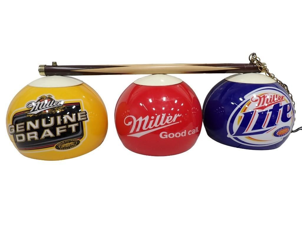 Miller Beer Bar Light Hanging Light Fixture with Miller Good Call, Miller Genuine Draft, Miller Lite (1 of 7)