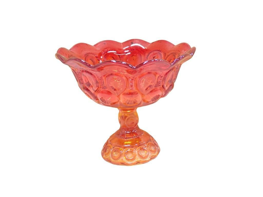Vintage LE Smith Moon and Stars Amberina Glass Footed Pedestal Compote Bowl (1 of 6)