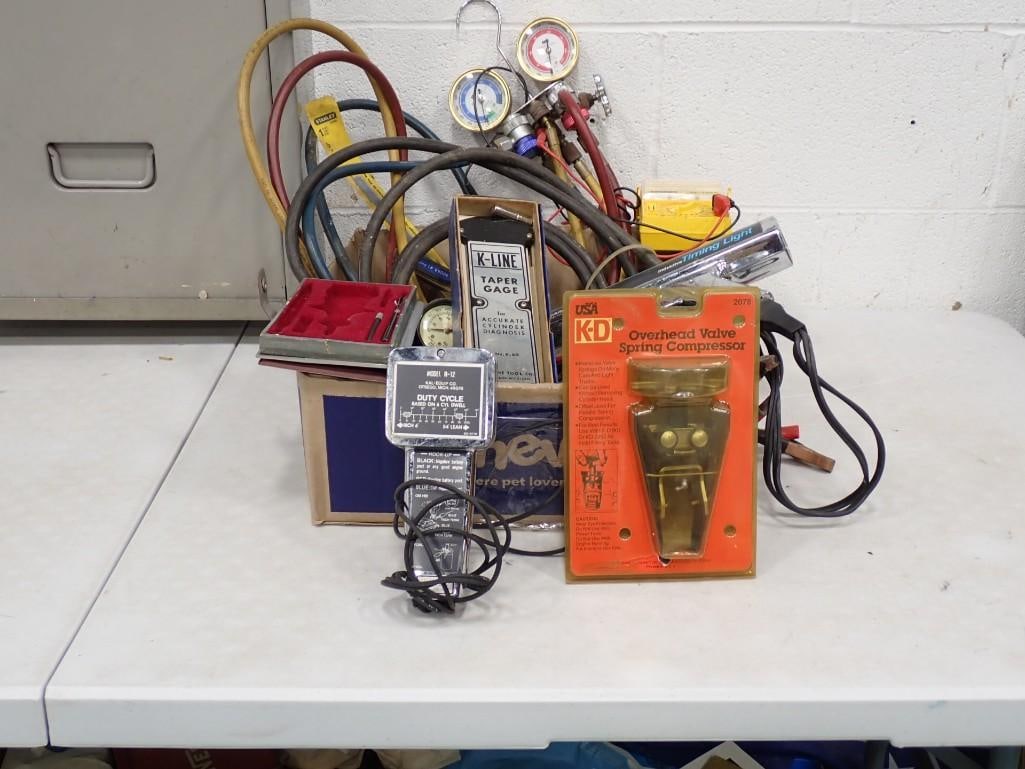 Automotive Lot including Timing Light, K-Line Taper Gage, HVAC, Overhead Valve Spring Compressor (1 of 8)