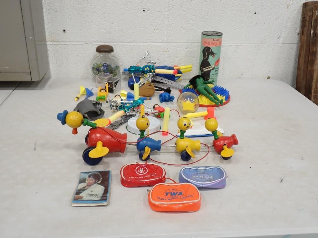 Toys incl Vintage American, TWA, Pan Am Doll Bags, Fisher Price Gabby Goofies or Quacky Family Pull: Toys incl Vintage American, TWA, Pan Am Doll Bags, Fisher Price Gabby Goofies or Quacky Family Pull Toy, etc All pictures are considered part of the description and should be examined carefully by bi