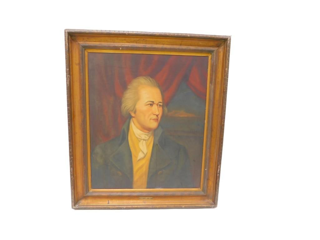 Framed Painting of Alexander Hamilton - Measures roughly 27x31" (1 of 10)