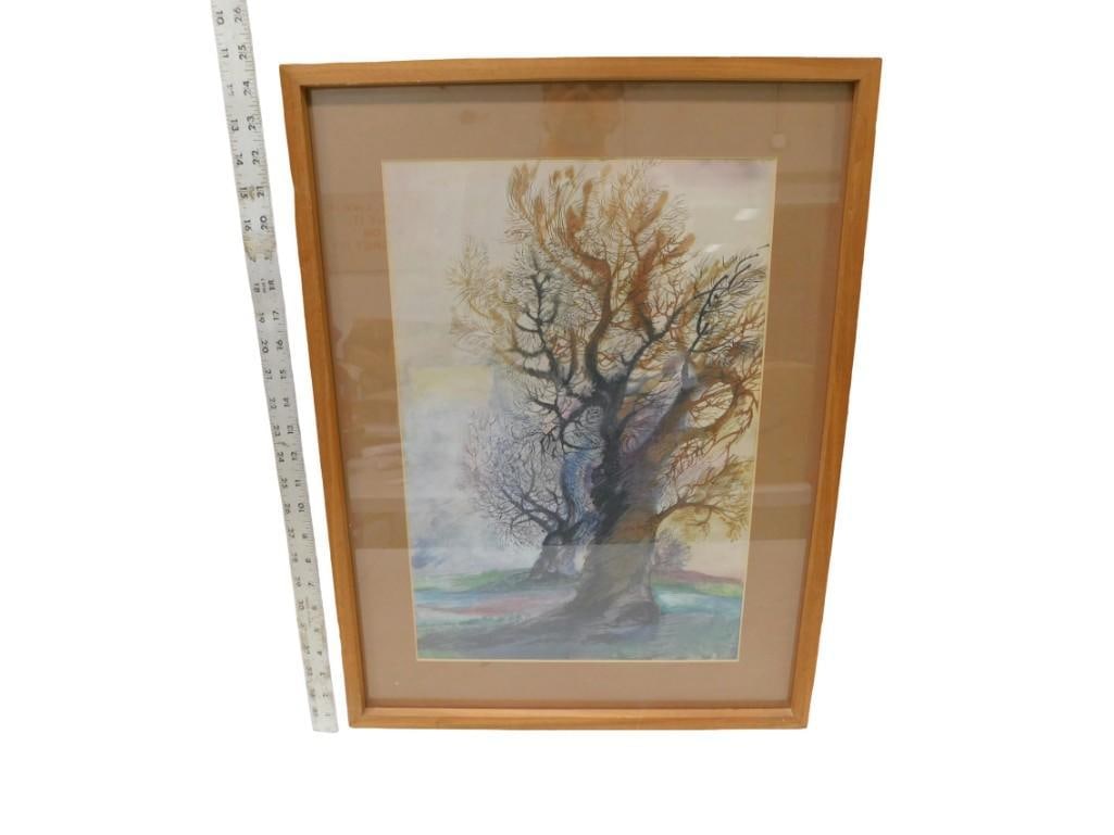 Vintage Watercolor Painting of a Gnarly Tree - Signed Selma Q Brown - Measures roughly 18x24": Vintage Watercolor Painting of a Gnarly Tree - Signed Selma Q Brown - Measures roughly 18x24" All pictures are considered part of the description and should be examined carefully by bidders. Live 