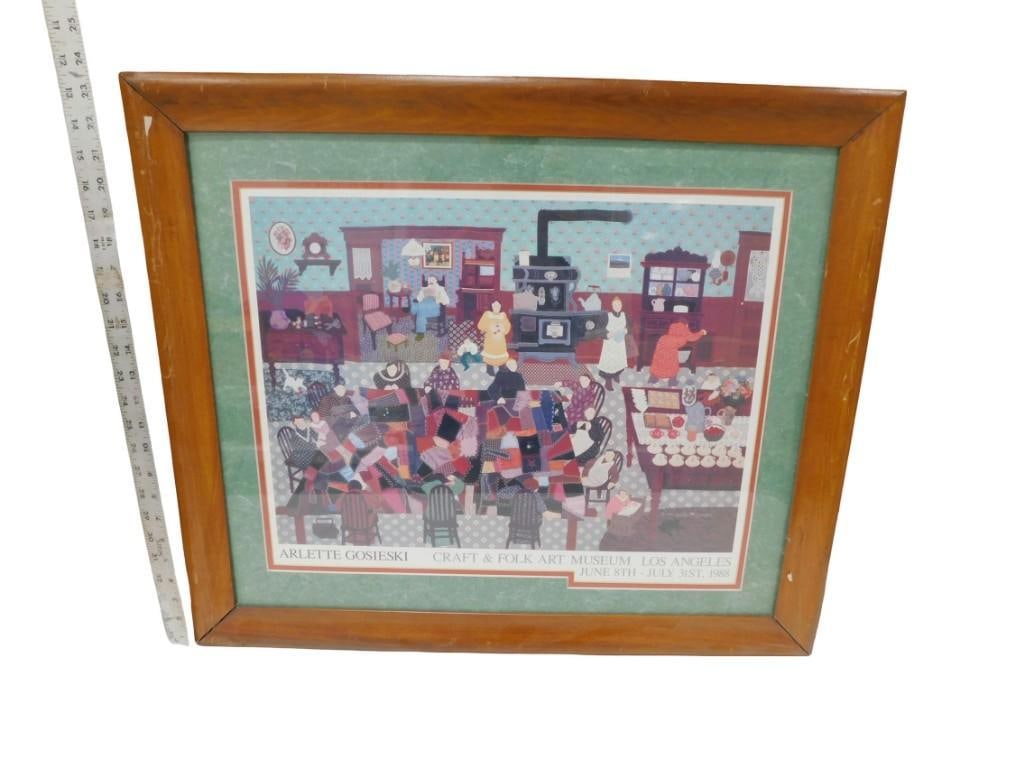 Framed Ceaco Arlette Gosieski "Quilts" Print - measures roughly 23x27": Framed Ceaco Arlette Gosieski "Quilts" Print - measures roughly 23x27" All pictures are considered part of the description and should be examined carefully by bidders. Live Auctioneers is