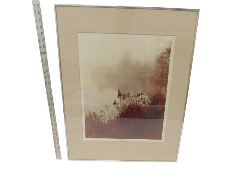 1979 Ray Hartl Signed Print of Wetlands - measures roughly 22x28" Glass on Frame is broken (1 of 8)