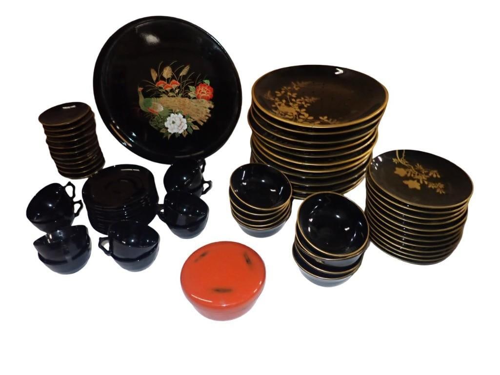 Dishes incl Black and Gold Japanese Lacquerware (1 of 9)