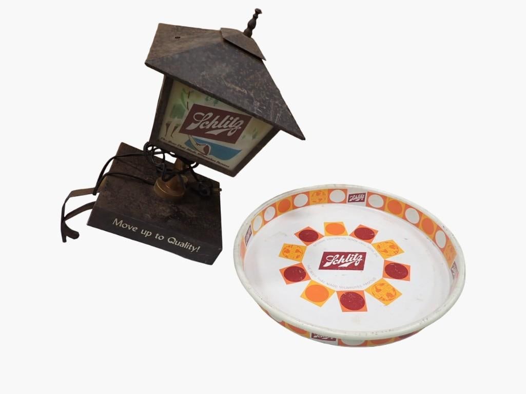 Vintage Schlitz Beer Lot incl Bar Light and Metal Beer Tray (1 of 6)