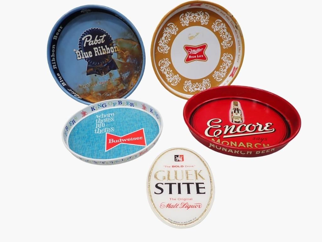 4 Vintage Metal Beer Trays and a Gluek Stite Malt Liquor Sign (1 of 6)
